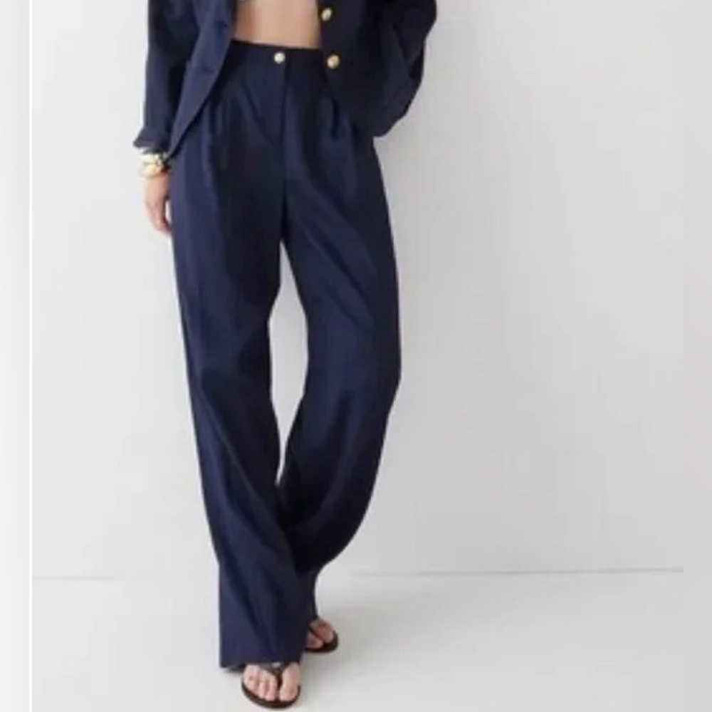 NWT J. Crew x Marie Marot Linen Wide-Leg Pants